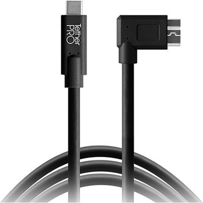 Product: Tether Tools TetherPro 4.6m (15') Right Angle USB-C to 3.0 Micro-B Cable Black