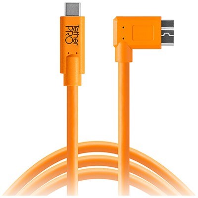 Product: Tether Tools TetherPro 4.6m (15') Right Angle USB-C to 3.0 Micro-B Cable Orange