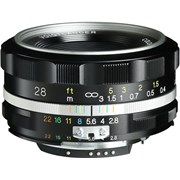 Voigtlander 28mm f/2.8 COLOR-SKOPAR Aspherical SL II S Lens Silver: Nikon F