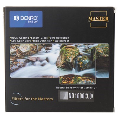 Product: Benro FH75 ND1000 WMC 75x75mm Master Series Filter (10 Stops) (1 left at this price)