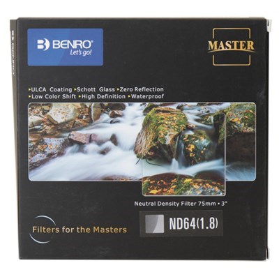 Product: Benro FH75 ND64 WMC 75x75mm Master Series Filter (6 Stops) (4 left at this price)