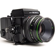 Bronica SH ETR Si 645 w/- 120 back + waist level finder + 75mm f/2.8 Zenzanon-MC lens grade 8
