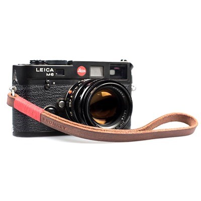 Product: Bronkey Tokyo 202 - Brown & Red Leather Camera Wrist Strap 23.5cm