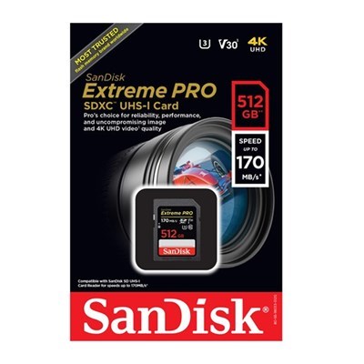 Product: SanDisk 512GB Extreme PRO SDXC Card 170MB/s 633x V30