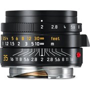 Leica SH 35mm f/2 Summicron-M ASPH lens black grade 9 (missing E39 lens cap slip-on lens hood cap, front cover ring)