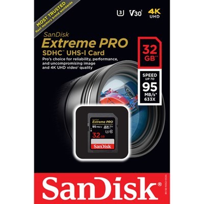 Product: Sandisk SH Extreme PRO 32GB SDHC Card 95MB/s 633x V30 grade 10 (Open box, SD card never used)