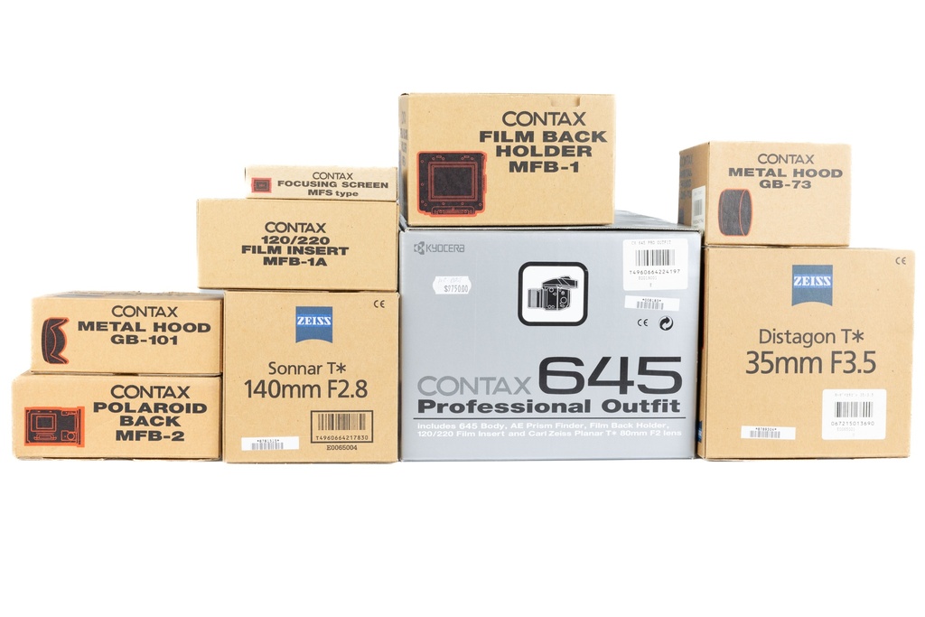 Contax 645 Body w/- 35mm f/3.5 + 80mm f/2 + 140 f/2.8 lenses - Grade 8 