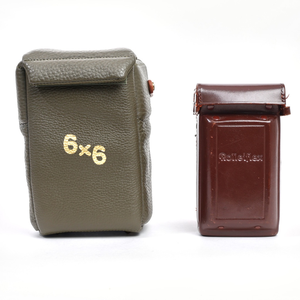 Rolliflex 3.5F type 4 Planar (rebuilt by Magicflex Camera Germany 2020) w/- OEM UV filter, Bay II Lens hood + metal cap satin), Ever-ready case and Superior Labor 6x6 leather carry case