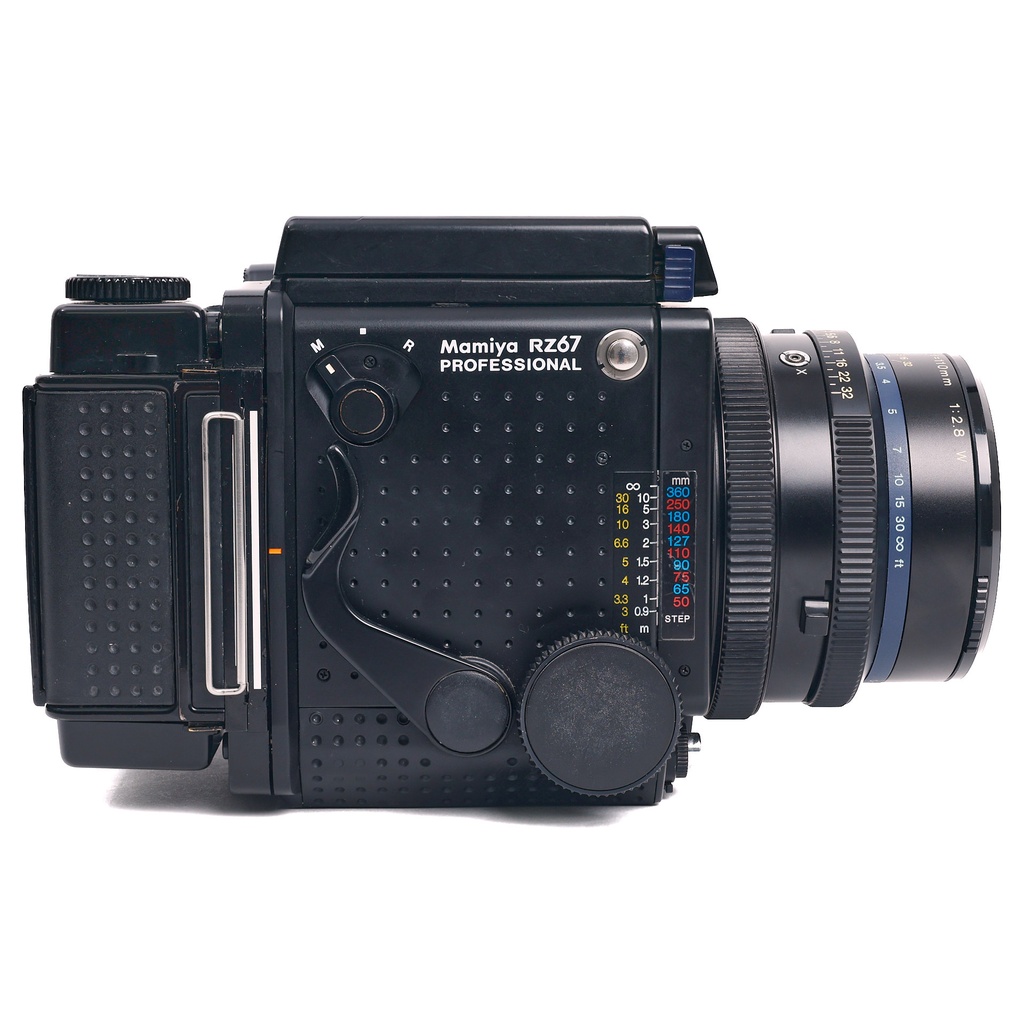 Mamiya RZ67 + 110mm f/2.8 + 180mm + 250mm f/4.5, w/- 2 Film + Backs Waist Level Finder & AE Prism Finder- Grade 8