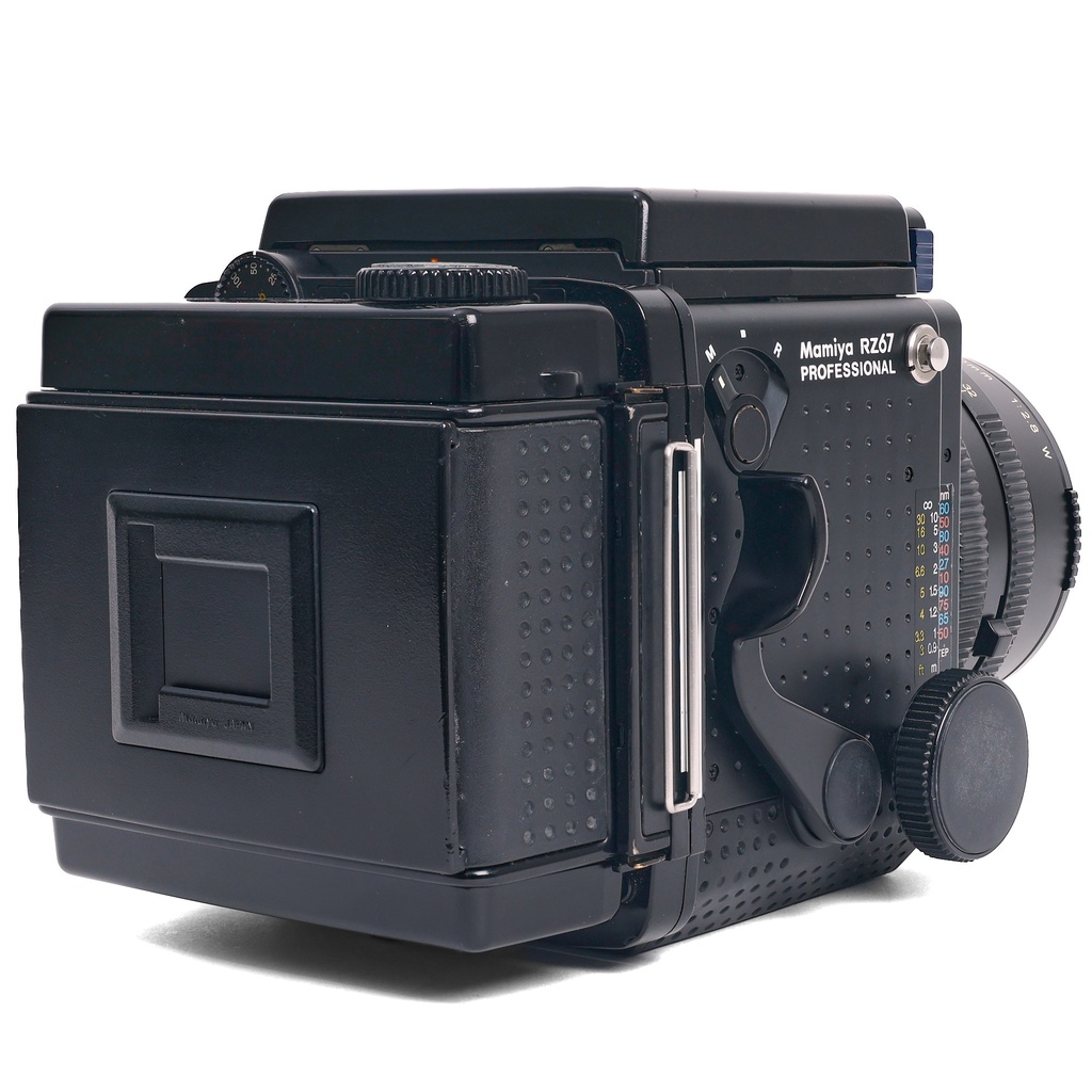 Mamiya RZ67 + 110mm f/2.8 + 180mm + 250mm f/4.5, w/- 2 Film + Backs Waist Level Finder & AE Prism Finder- Grade 8
