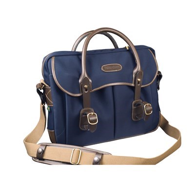 Billingham Thomas Briefcase & Laptop Bag - Navy Canvas & Chocolate Leather