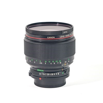 Canon FD 85mm f/1.2 L Lens w/- Canon Skylight Filter Grade 9