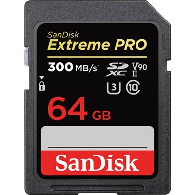 SanDisk 64GB Extreme PRO SDXC Card 300MB/s UHS-II V90 U3 Grade 9