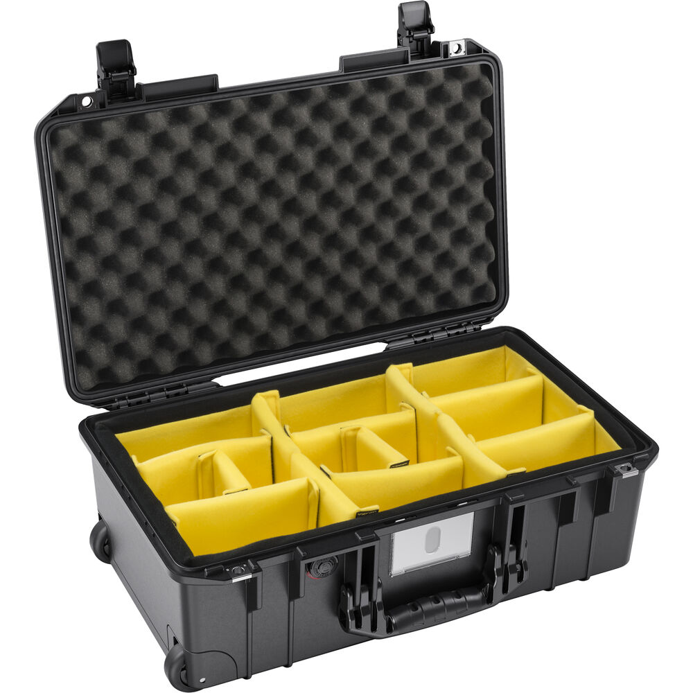 Pelican 1535 AirWD Wheeled Carry-On Hard Case w/- Padded Divider Insert (Black) - Grade 7