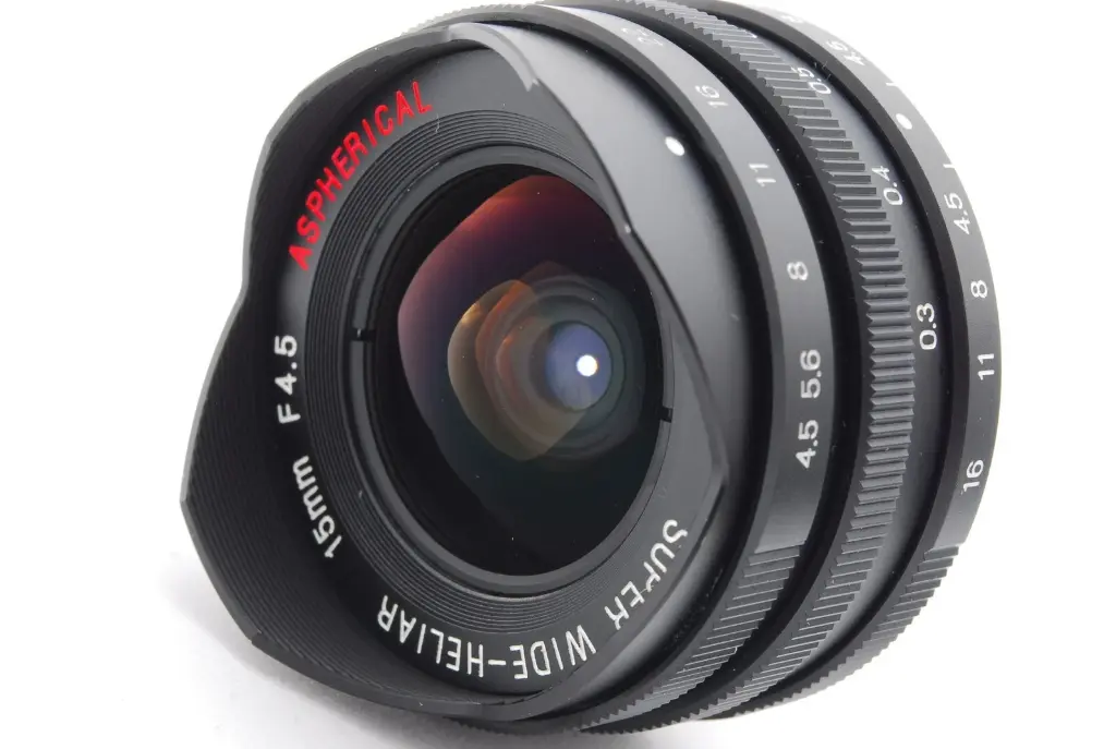 Voigtlander 15mm f/4.5 Super Wide Heliar Black LTM lens w/- M adapter - Grade 8