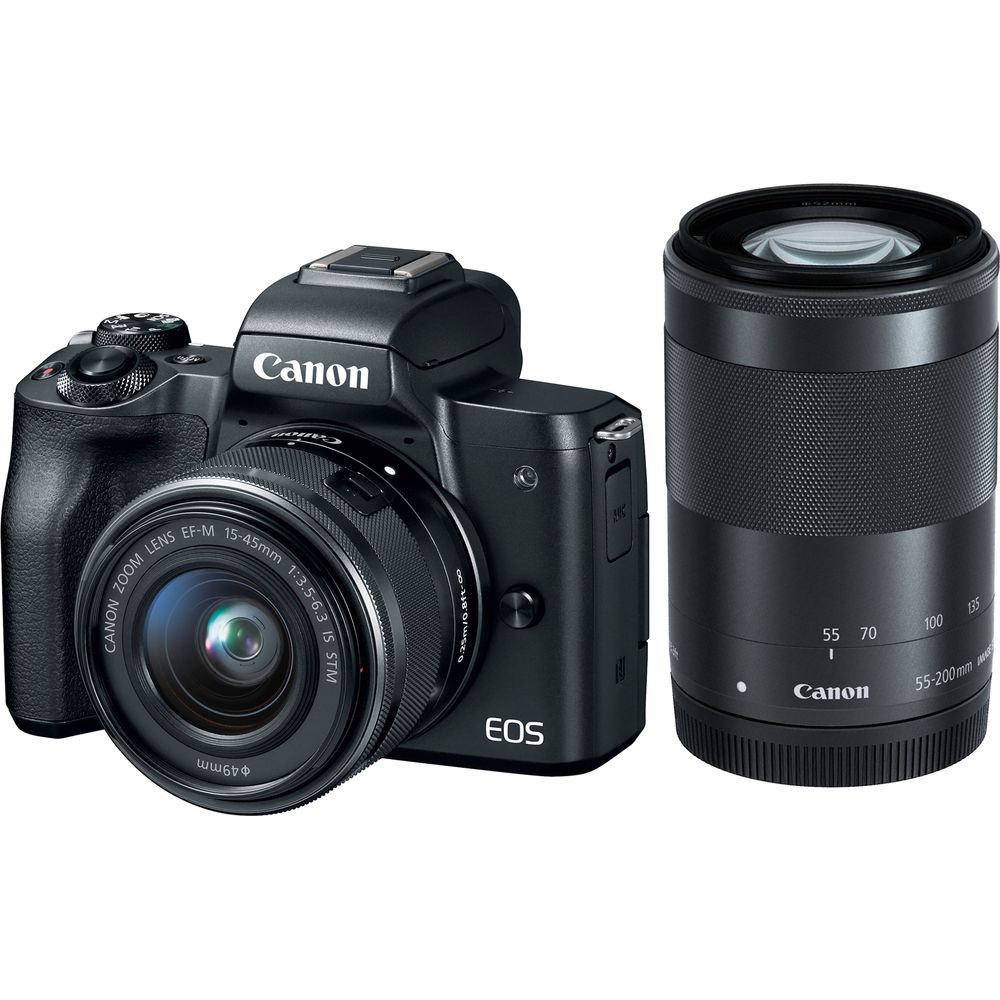 Canon EOS M50 w/- EF-M 15-45mm f/3.5-6.3 + 55-200mm f/4.5-6.3 IS STM Lens Kit - Grade 9 