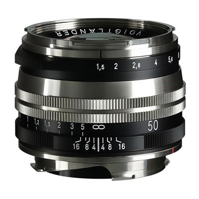 Voigtlander 50mm f/1.5 NOKTON Vintage Line Aspherical II MC Nickel Lens: Leica M