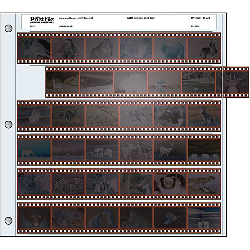 [010-0040] Print File Archival Storage Page for Negatives, 35mm - 100 Pack