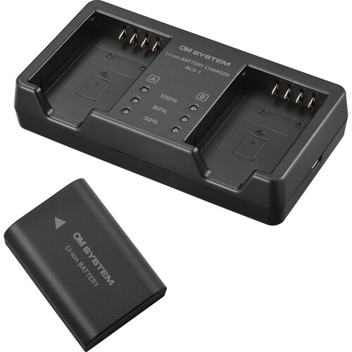 [SHV6560050G000-9] OM System SBCX-1 Battery & Dual Charger Set - Grade 9