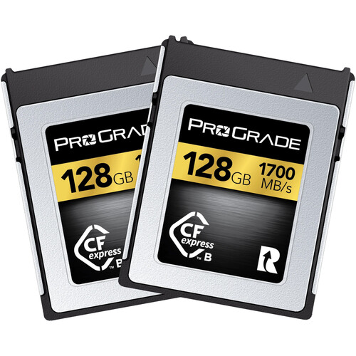 [PGCFX128GBP2NA] Prograde CF Express 2.0 Type B Gold 128GB R:1700MB/s W:1400MB/s - 2 Pack 