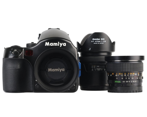[SHMAM645AFDK-8] Mamiya 645AFD w/- 45mm+80mm f/2.8+35mm f/3.5 Lens Kit - Grade 8